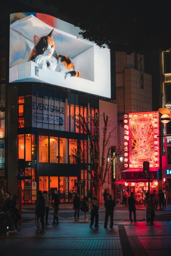 新宿のLEDビジョン猫画像